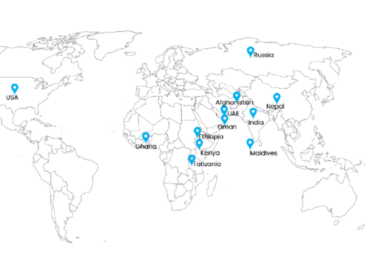 Sunanda Global International Technical Offices world map
